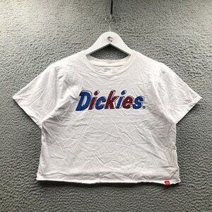 Dickies Crop Top Women's Medium M Short Sleeve Crew Neck Graphic Logo White